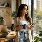 Young freelancer enjoying flexible work from home