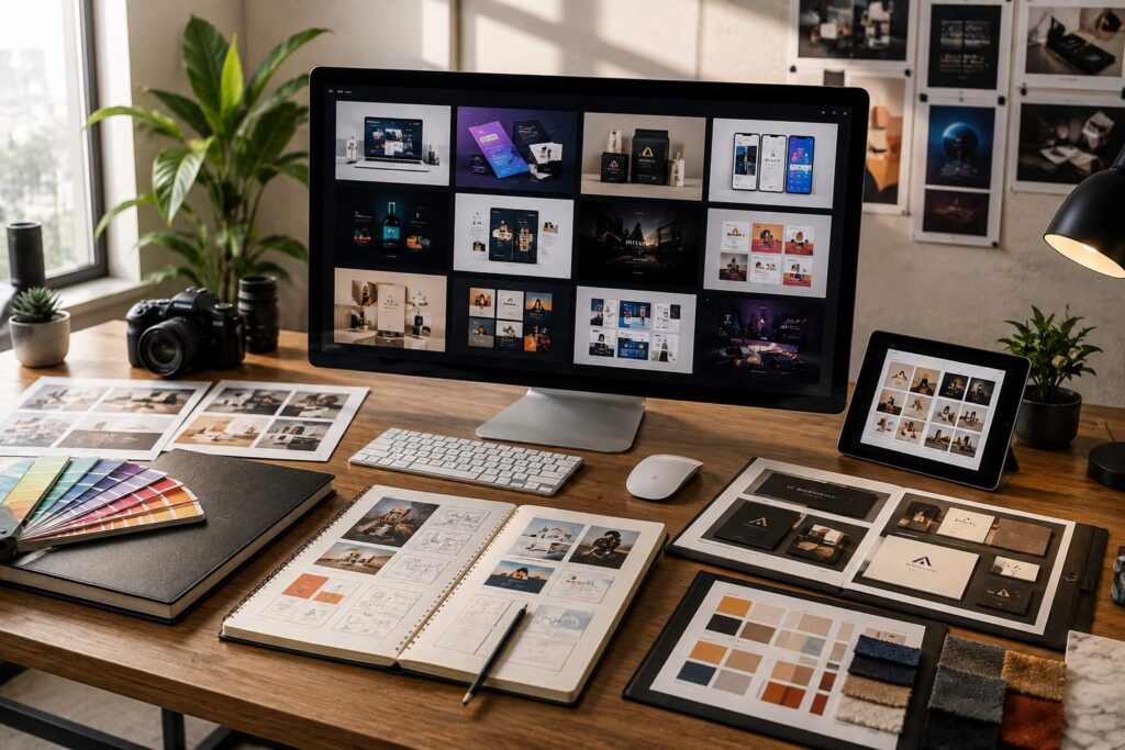 Creative freelancing portfolio with project examples