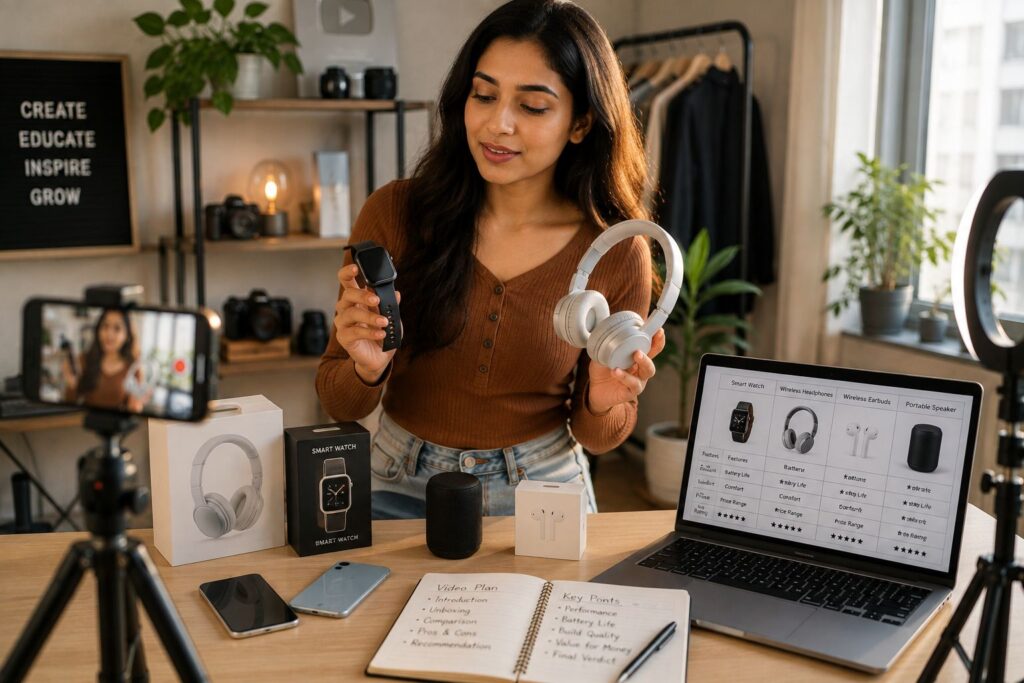 Indian content creator comparing products for affiliate marketing